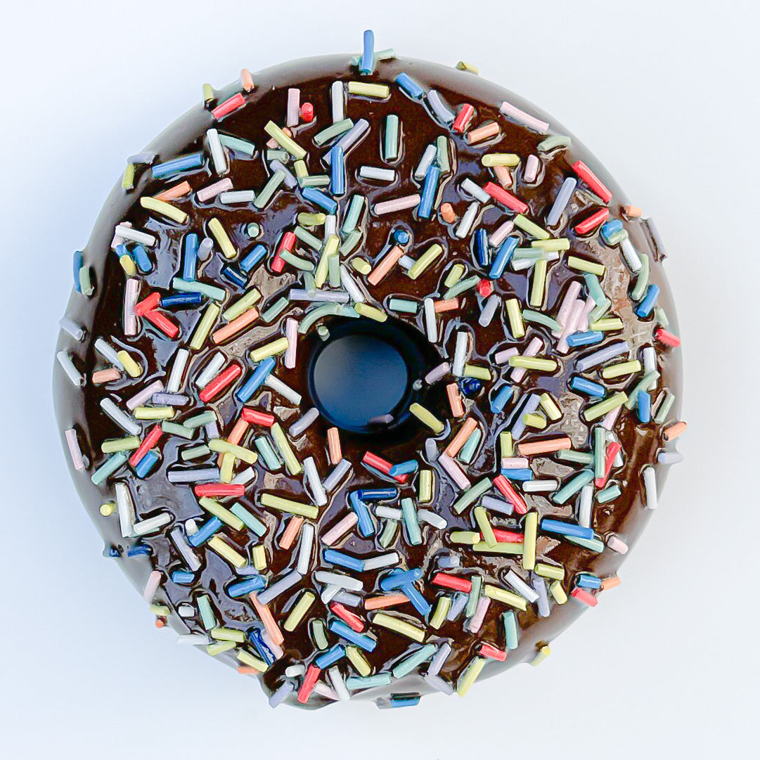 1825 Chocolate Rainbow Sprinkle Ceramic Donut