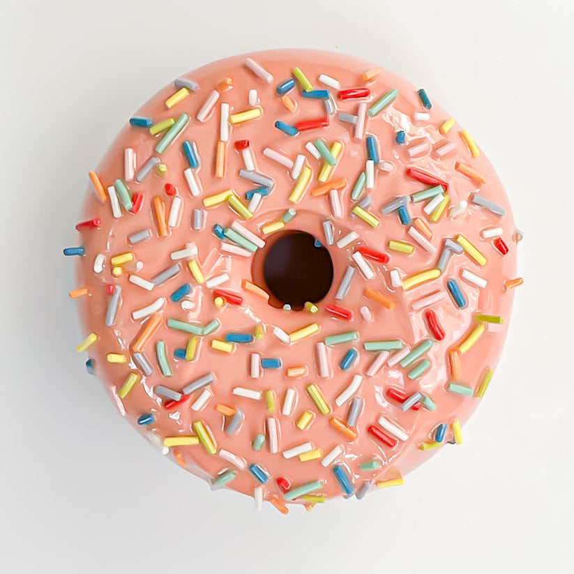 1944 Pink Rainbow Sprinkle Ceramic Donut