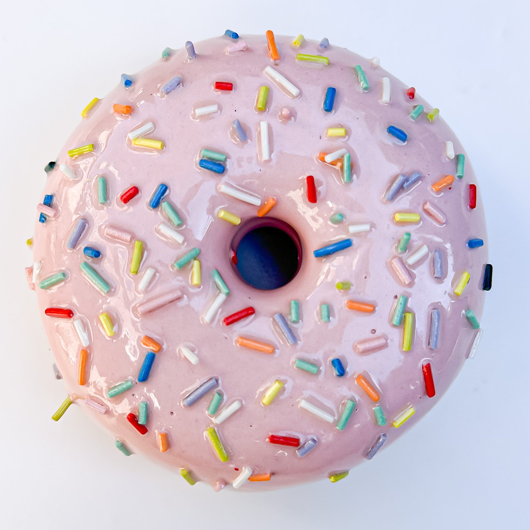 1840 Pink Rainbow Sprinkle Ceramic Donut