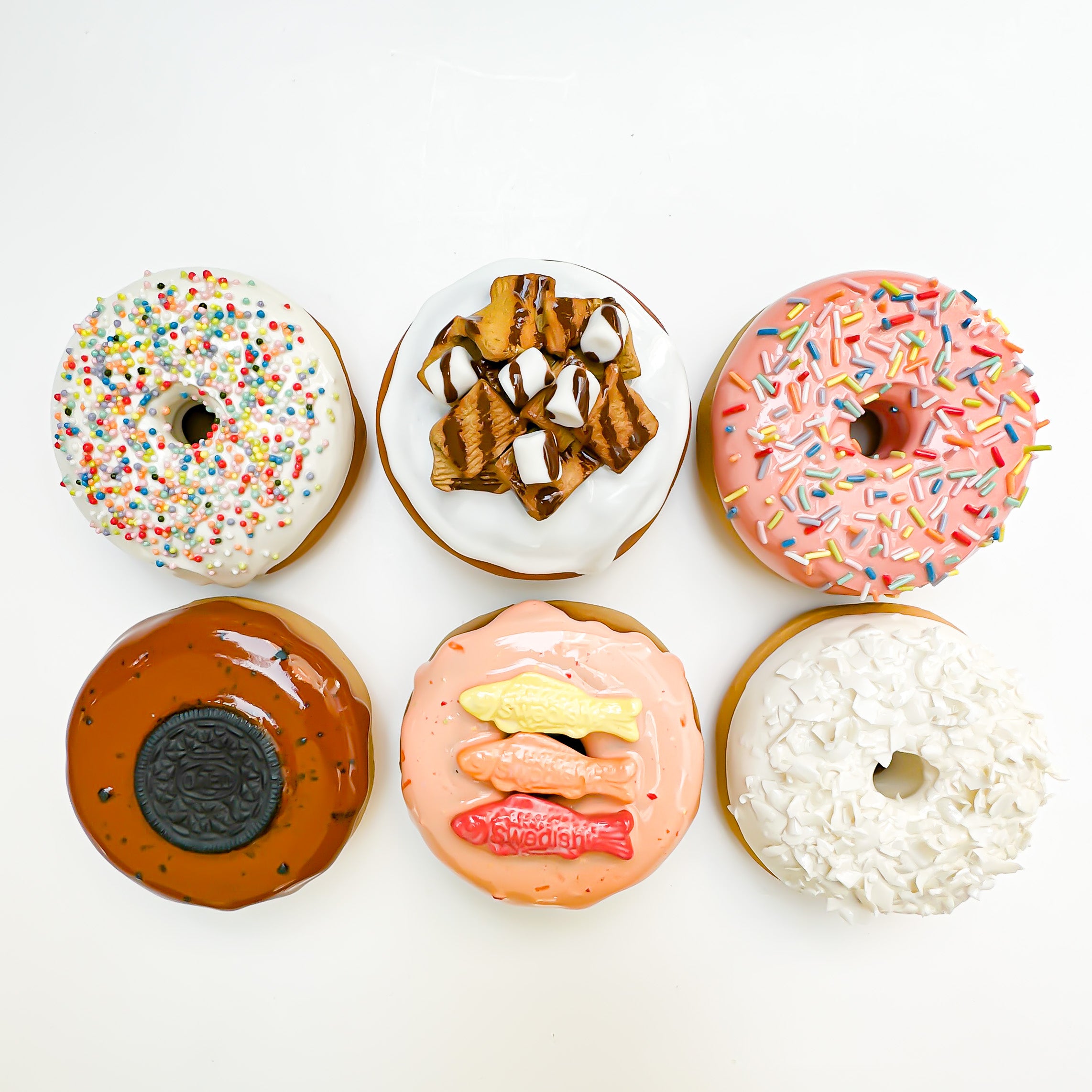 1944 Pink Rainbow Sprinkle Ceramic Donut