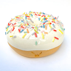 1964 Vanilla Rainbow Sprinkle Ceramic Donut