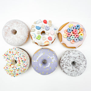 1899 Vanilla Rainbow Sprinkle Ceramic Donut with bite