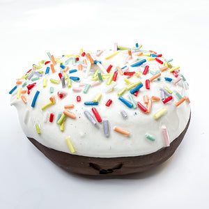 1899 Vanilla Rainbow Sprinkle Ceramic Donut with bite